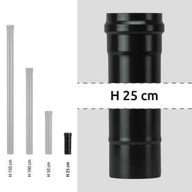 Trubka kouřovodu na peletová kamna průměr 80-250 mm černý matný smalt
