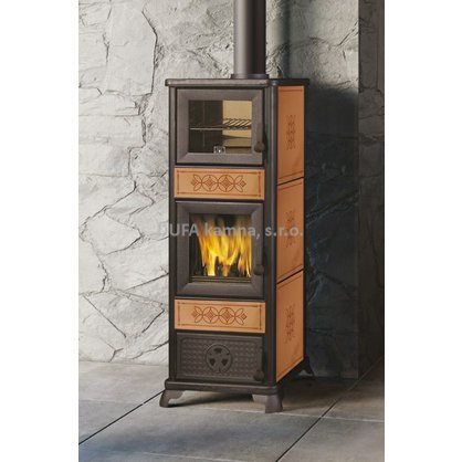 Krbová litinová kamna s píckou EK63 DECOR C forno kůže