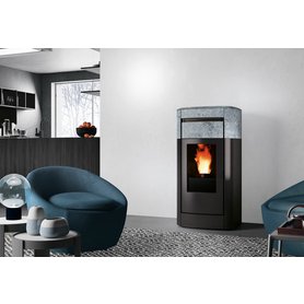 Peletová kamna s rozvodem vzduchu EK VYDA EVO 4-14 kW mastek šedý kámen The Mind WiFi