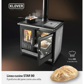 Kuchyňský luxusní výkonný sporák na dřevo Klover STAR 90 CLASIC