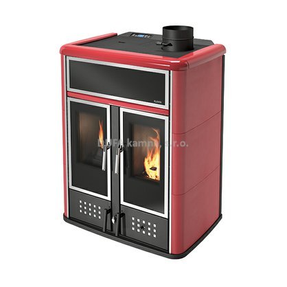 Kamna na dřevo a pelety s výměníkem Klover DUAL kachlová Bordeaux