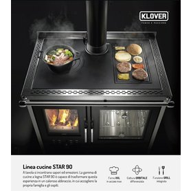 Kuchyňský luxusní výkonný sporák na dřevo Klover STAR 90 inox