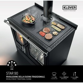 Kuchyňský luxusní výkonný sporák na dřevo Klover STAR 90