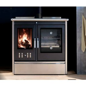Kuchyňský luxusní výkonný sporák na dřevo Klover STAR 90 inox 12 kW