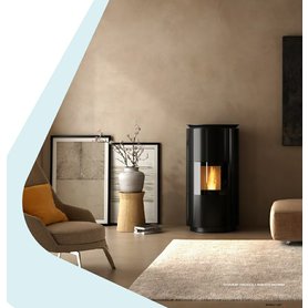 Kamna s výměníkem Ravelli HRV 160 DESIGN glass 19/16 kW ZERO otočný hořák + WiFi