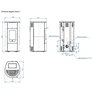 Univerzální peletová kamna Ravelli Flexi 9 kW ZERO + WiFi rozměry