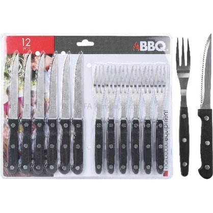 Příbor steakový BBQ (6+6 ks) nerez